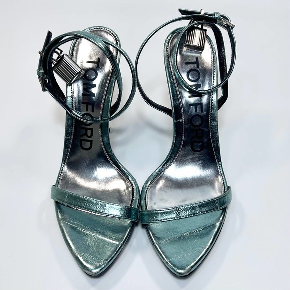 Tom Ford Metallic Blue Padlock Heel - Picture 2 of 9